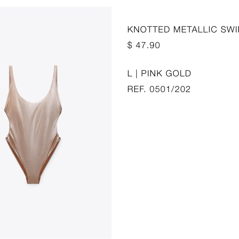 Zara Shimmering Rose Gold Swimsuit